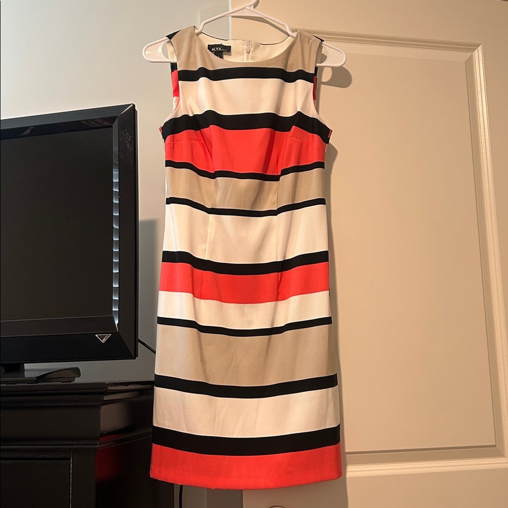 Alyx Red, Black, and White Striped Dress